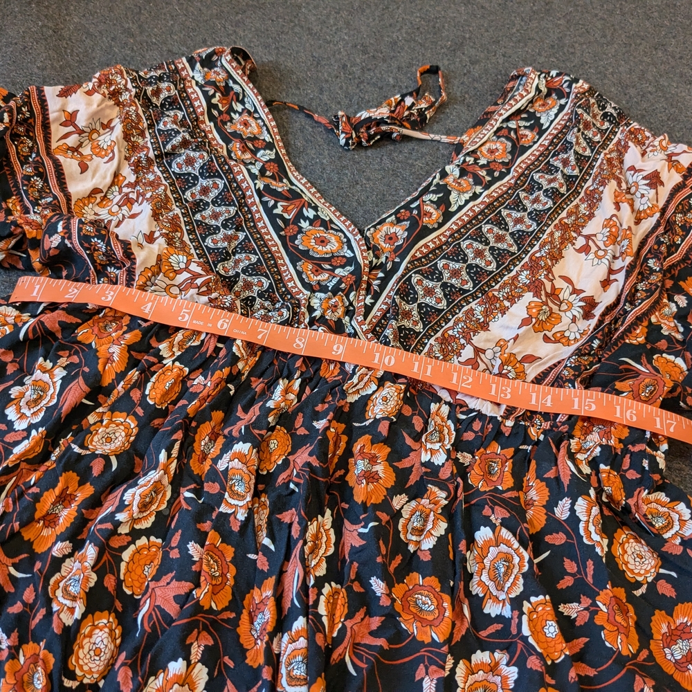 Floral Bohemian Dress Boho Daughter Of India Style Coverup Hippie Gypsy